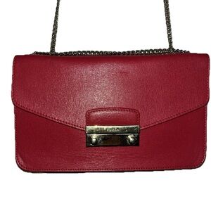 Furla Metropolitan Scarlet Red Leather Shoulder Bag!